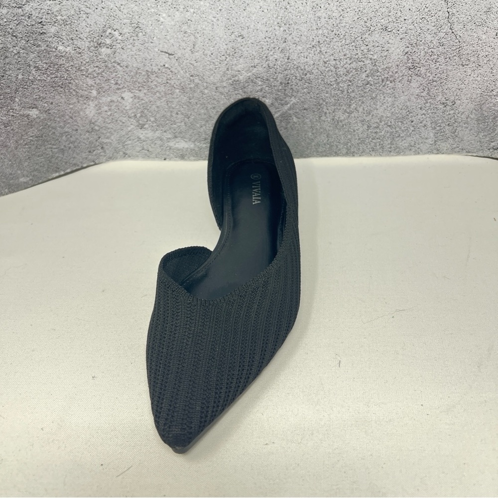 Vivaia Black Melia Pointed-Toe Striped Flat.  Size 38/US 7-7.5. - Picture 8 of 15